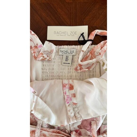 Rachel Zoe Floral Belted Romper Smocked Bodice Lace Trim NWT Size 2 - Picture 2 of 10